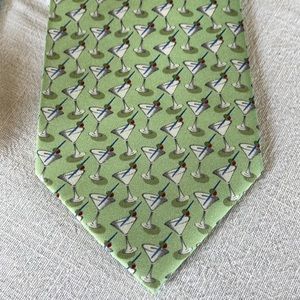 Chaps silk, mint green, martini patterned tie